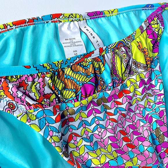 Trina Turk turquoise reef gold string bikini bottom multicolor blue bead NWT 10 - Picture 6 of 13